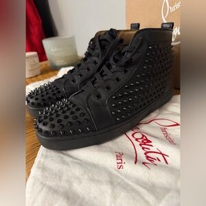 Christian Louboutin Louis Flat Spikes High-Top Sneakers Black EU 44